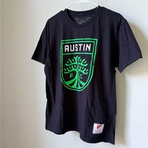 Austin FC Mitchell & Ness Black T‑Shirt with Green Austin FC Shield